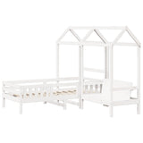 Bed and Bench Set with Roof without Mattress White 75x190 cm Small Single 3282184
