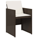 5 Piece Garden Dining Set with Cushions Brown Poly Rattan 365082