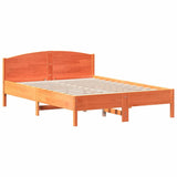 Bed Frame Wax Brown Solid Pine Wood Double Bed Frame 3216196