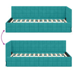 Corner Bed Frame with Headboard Turquoise 90 x 190 cm Velvet 42016386