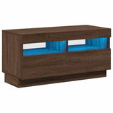 TV Cabinet with LED Lights Brown Oak 80x35x40 cm 815725