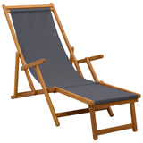 Folding Sun Lounger 3 Position Solid Eucalyptus Wood Grey 42024916