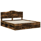Bed Frame Smoked Oak 180 x 200 cm Solid Pine Wood 3413276