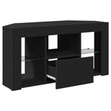 Corner LED TV Cabinet Black 100 x 40 x 50 cm Engineered Wood 889796