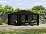 Garden Gazebo with Sidewalls 3 x 3 m Black Polyester and Steel 900370