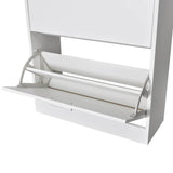 White Wooden Shoe Cabinet with 2 Compartments 241242