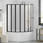 Shower Bath Screen Wall 140 x 168 cm 7 Panels Foldable with Towel Rack 140786