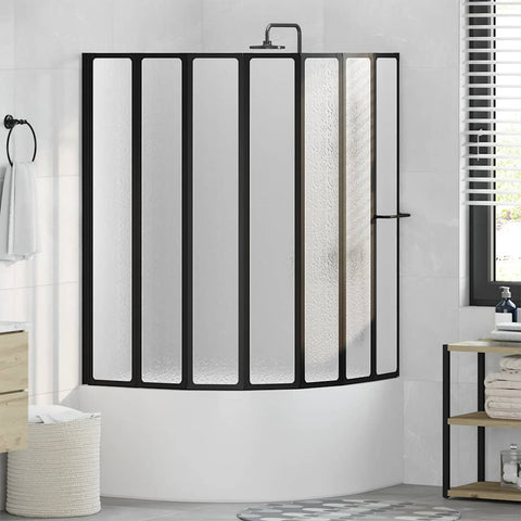 Shower Bath Screen Wall 140 x 168 cm 7 Panels Foldable with Towel Rack 140786