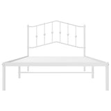 Bed Frame White Powder-Coated Steel Single Bed Frame 373833