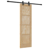 Sliding Door Natural and Black 61 x 198.5 cm Solid Pine Wood 3445503