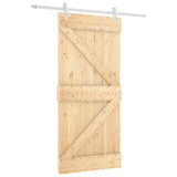 Sliding Door Natural and White 95 x 210 cm Solid Pine Wood 3445097