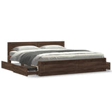 Bed Frame with Headboard without Mattress Brown Oak 200x200 cm 3295540