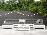 7 Piece Garden Sofa Set White Solid Wood Pine 3250989
