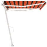 Manual Retractable Awning with LED 400x300 cm Orange and Brown 3069545