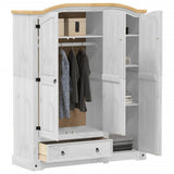 Wardrobe Corona White 151.5x52x186 cm Solid Wood Pine 4012161