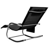 Sun Lounger Set of 2 Black and Grey Textilene Standard 310509