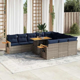 11 Piece Garden Sofa Set with Cushions Grey Poly Rattan Acacia 3327652