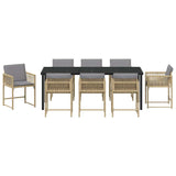 Garden Dining Set 9 pcs Beige Poly Rattan 3380768