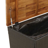 Garden Storage Box Black 110x55x63 cm Poly Rattan Acacia Wood 366285