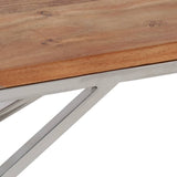 Coffee Table Silver Stainless Steel and Solid Acacia Wood 349943