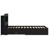 Bed Frame with Storage Black 75 x 190 cm Engineered Wood 3433801