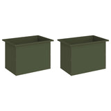 Garden Planter with LED 2 pcs Olive Green 40 x 60 x 40 cm Steel 8008147