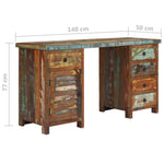 ZNTS Pedestal Desk Solid Reclaimed Wood 140x50x77 cm 244846