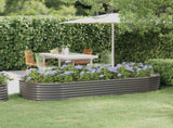 Garden Raised Bed Galvanised Steel 249x100x36 cm Grey 318994