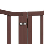 Dog Gate with Door Foldable 6 Panels Brown Oak 300 cm Poplar Wood 352229