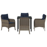 Garden Dining Set with Cushion 5 pcs Grey Poly Rattan 3380191