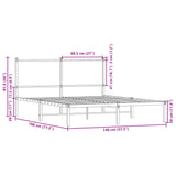 Metal Bed Frame without Mattress Smoked Oak 140x190 cm 4007667