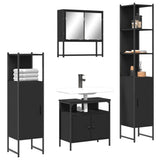 4 Piece Bathroom Furniture Set Black Engineered Wood 3214705