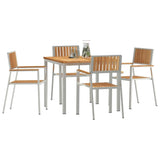 Outdoor Dining Set 5 pcs Solid Teak Wood and Stainless Steel 3334798