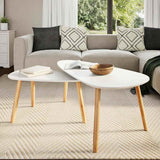 Coffee Table Set 2 Pieces Solid Pinewood White 244731