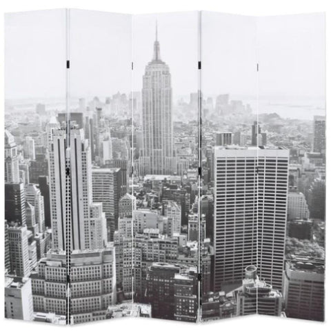 ZNTS Folding Room Divider 200x170 cm New York by Day Black and White 245859