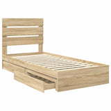 Storage Bed with Drawer Sonoma Oak 90 x 200 cm Engineered Wood 3411924