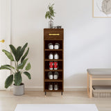 Shoe Cabinet Brown Oak 30x35x105 cm Engineered Wood 829659