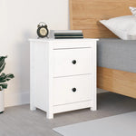 ZNTS Bedside Cabinet White 50x35x61.5 cm Solid Wood Pine 813681