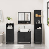 ZNTS 4 Piece Bathroom Furniture Set Black Engineered Wood 3301275