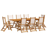 9 Piece Garden Dining Set Solid Wood Acacia and Textilene 3279279