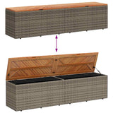 Garden Storage Box Grey 220x50x54 cm Poly Rattan Acacia Wood 365959
