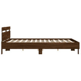 Bed Frame Brown Oak Engineered wood Double Bed Frame 3207538