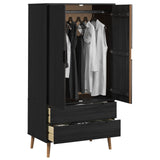 Wardrobe MOLDE Black 90 x 55 x 175 cm Solid Pine Wood 42020940
