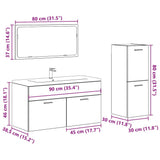 3 Piece Bathroom Furniture Set Concrete Grey Engineered Wood 3324872