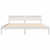 Bed Frame with Headboard White 200 x 200 cm Solid Pine Wood 3385743