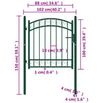 ZNTS Fence Gate with Arched Top Steel 100x100 cm Green 146363