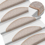 Stair Mats 15 pcs 56x17x3 cm Light Brown Half Round 133878