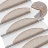 Stair Mats 15 pcs 56x17x3 cm Light Brown Half Round 133878