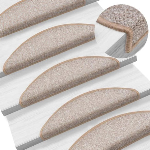 Stair Mats 15 pcs 56x17x3 cm Light Brown Half Round 133878