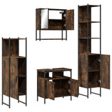 4 Piece Bathroom Furniture Set Smoked Oak Engineered Wood 3214707